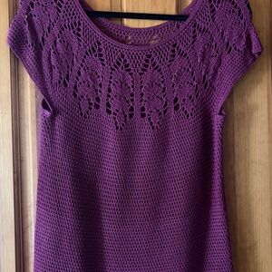 Purple Crochet Knit Top
